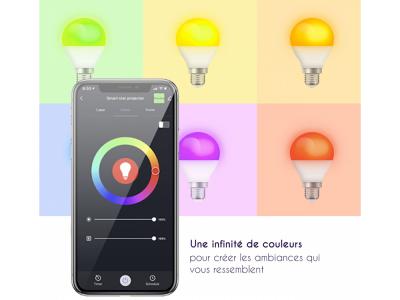Ampoule LED 9 W E27 RGB+W Bluetooth et Wifi - Compatible Tuya, Alexa et Google Assistant