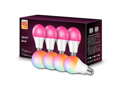 Pack 4 Ampoules LED 9 W E27 RGB+W Bluetooth et Wifi - Compatible Tuya, Alexa et Google Assistant