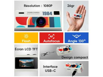 Mini caméra 1080p - Modèle Rétro 80 - Coloris Rouge